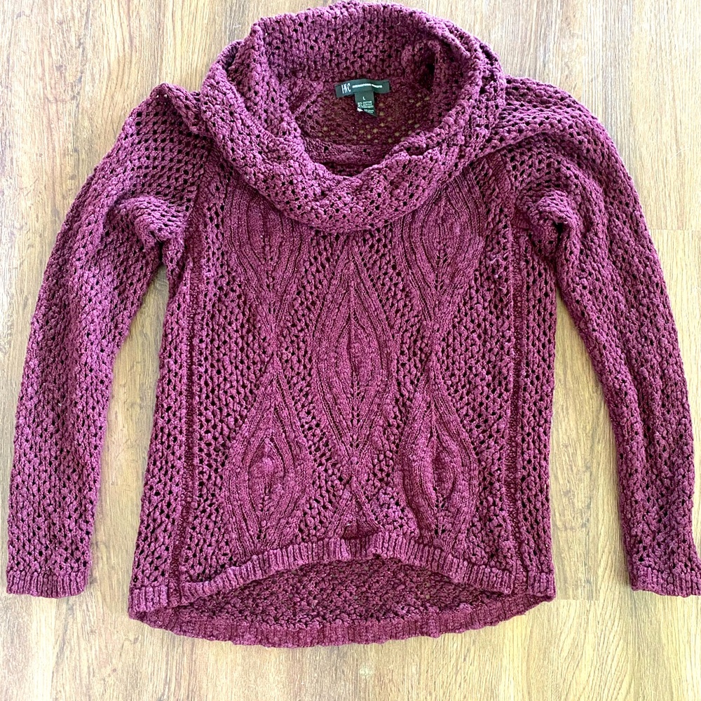 INC Burgundy Scoop Neck Sweater